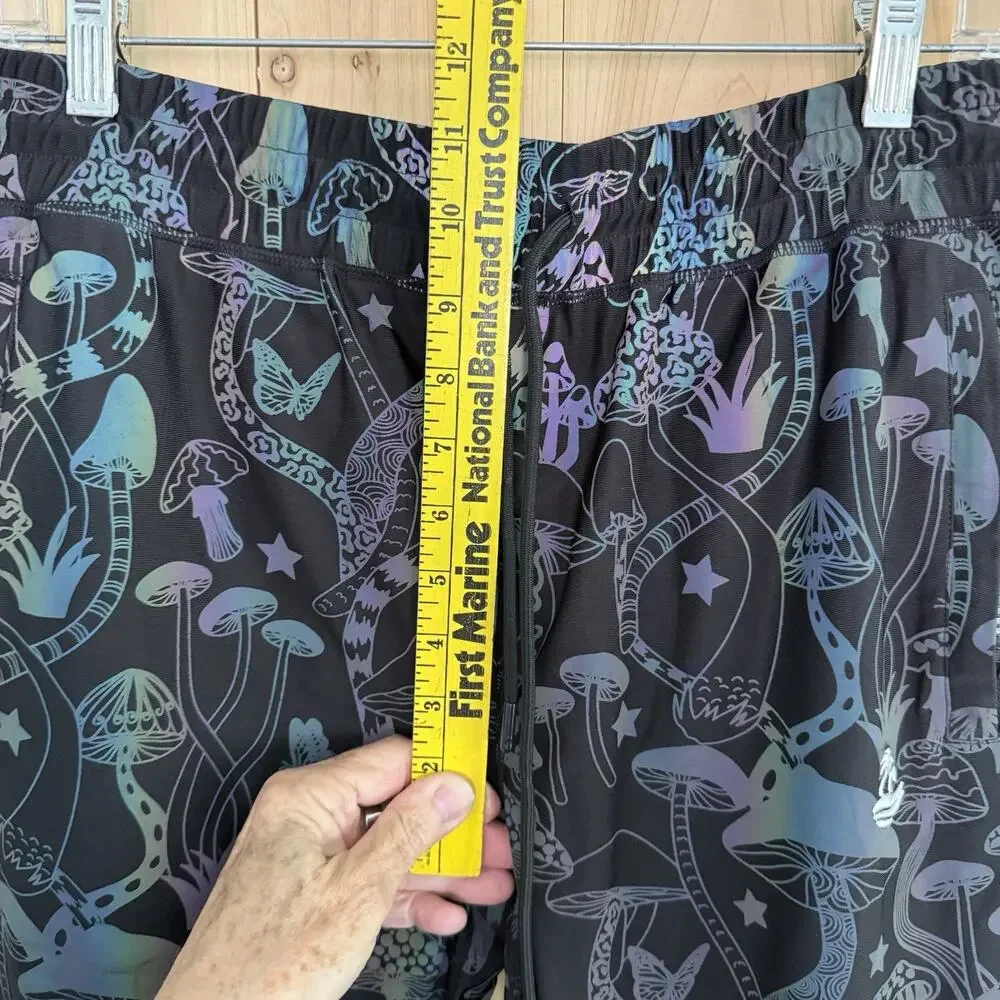 Rainbow Reflective Jogger Pant Elastic Drawstring Waist Mushroom Rave Pride Sz M - Picture 12 of 12